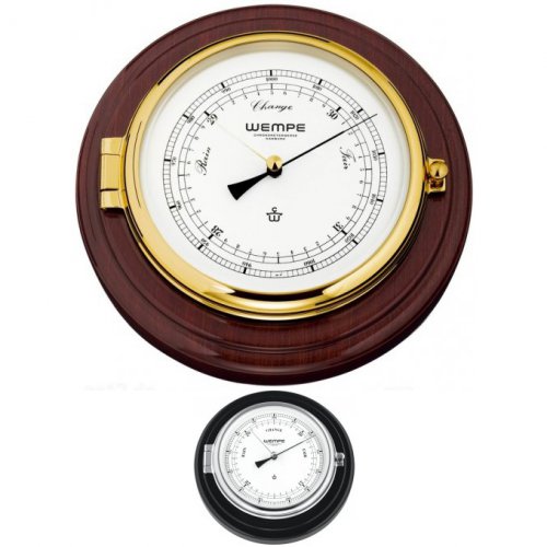 Wempe Chronometer Barometer Skiff Messing Ø 110mm Schweremesser Druckmesser 