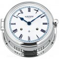 WEMPE Glasenuhr mechanisch 185mm Ø (ADMIRAL II Serie) Glasenuhr verchromt mit Zifferblatt weiß mit blauer Einfassung